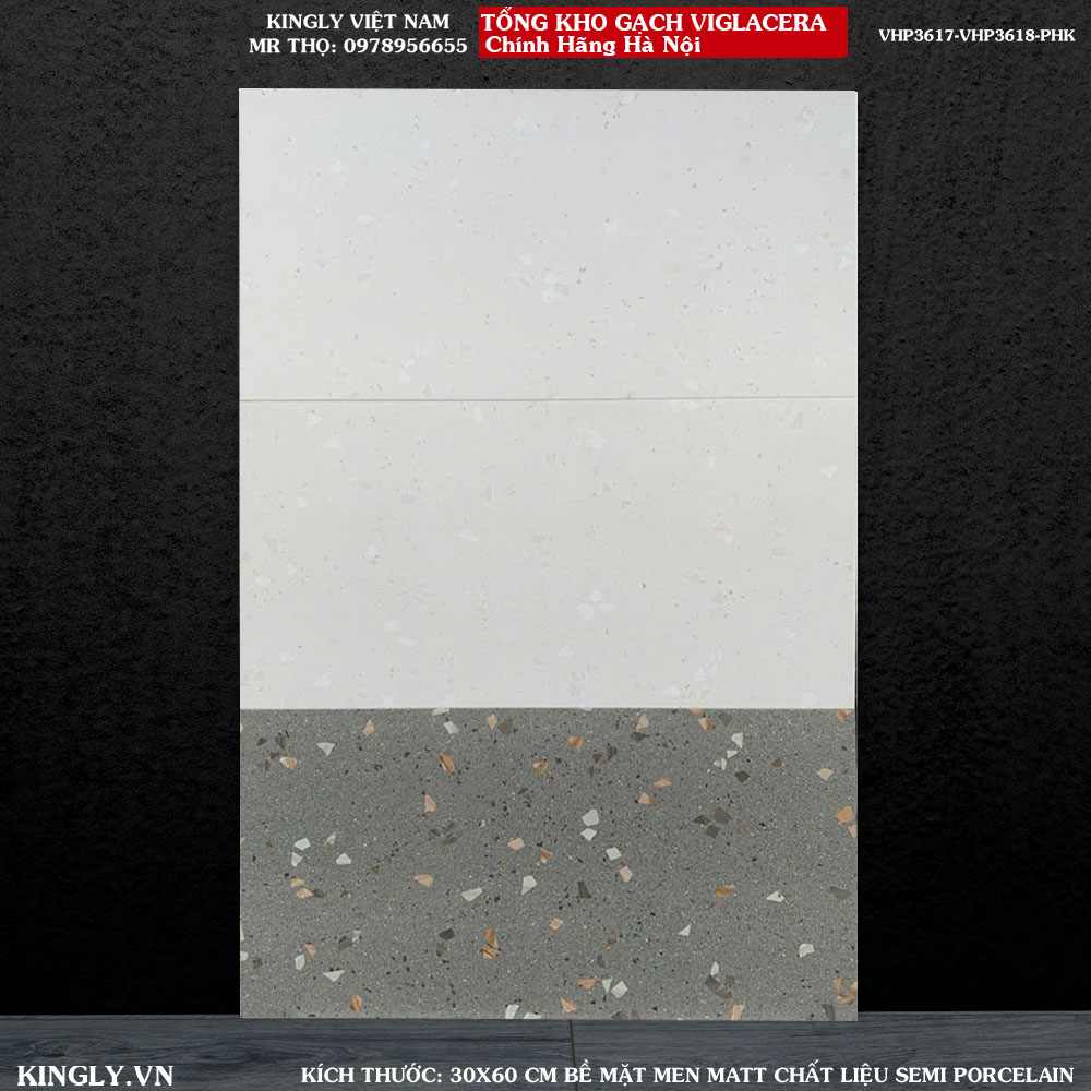 Bộ gạch ốp tường Terrazzo Viglacera 30x60 VHP3617- VHP3618